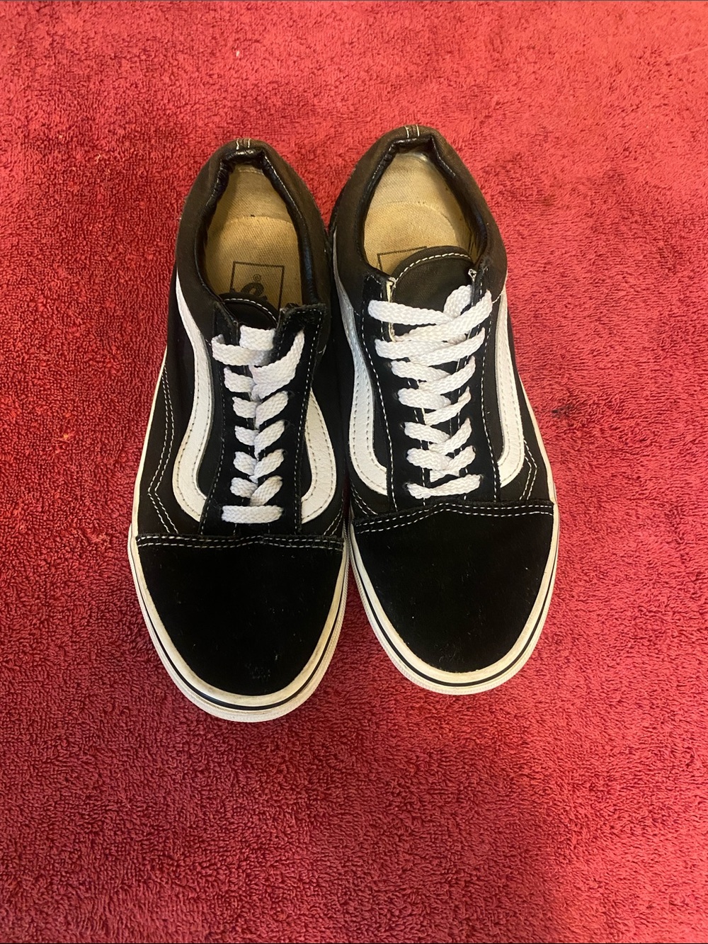 Vans Black and White Low-Top Skate Sneakers - Men's
